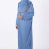 blue zipped abaya