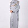 Grey zipped abaya
