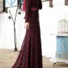 claret red lace abaya